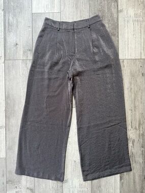 Maeve Anthropologie Petite Trousers 6P Shimmer Wide Leg Dark Gray NWT